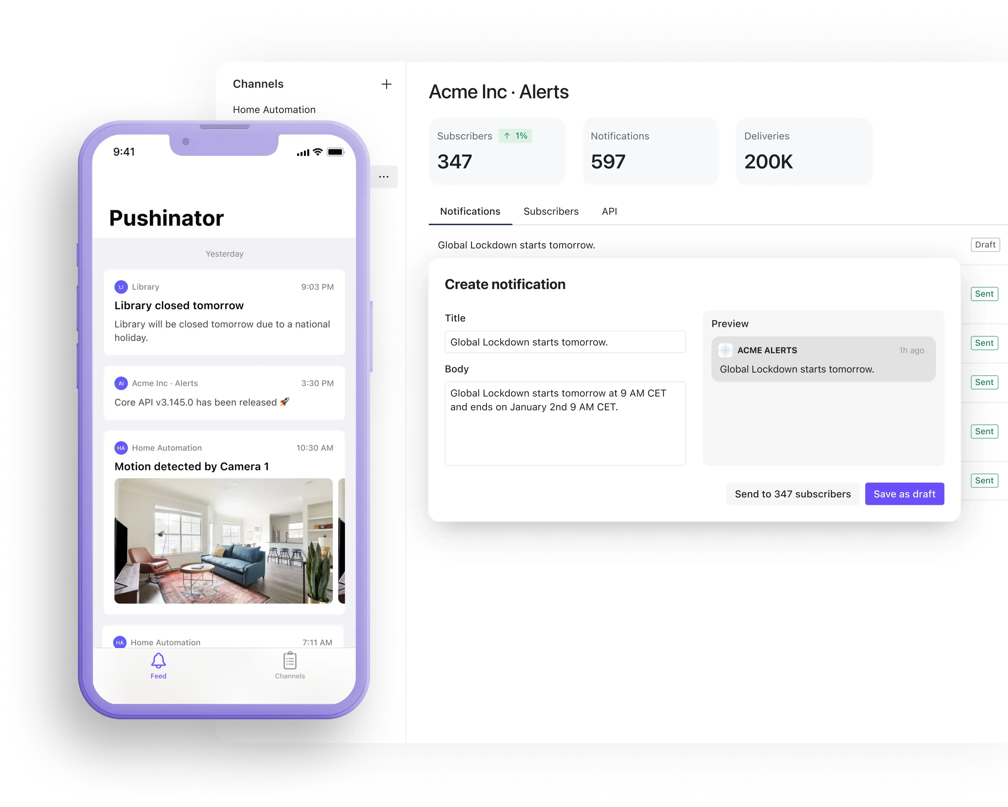 Pushinator applicatation and console illustration